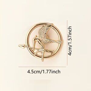 Mockingjay The Hunger Games Round Bird Arrow Pin Brass Tone Lapel Enamel Brooch